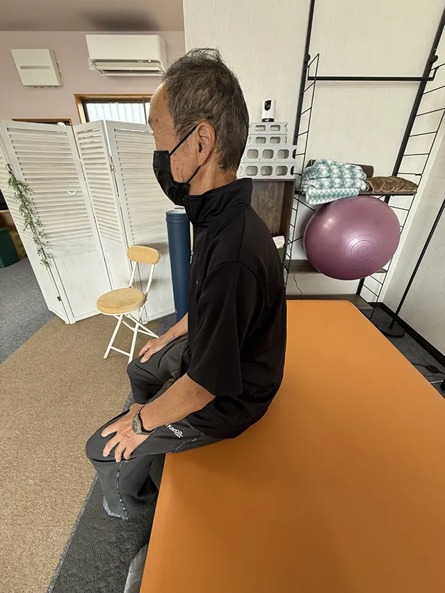 ご利用後。身体が起きた立ち姿